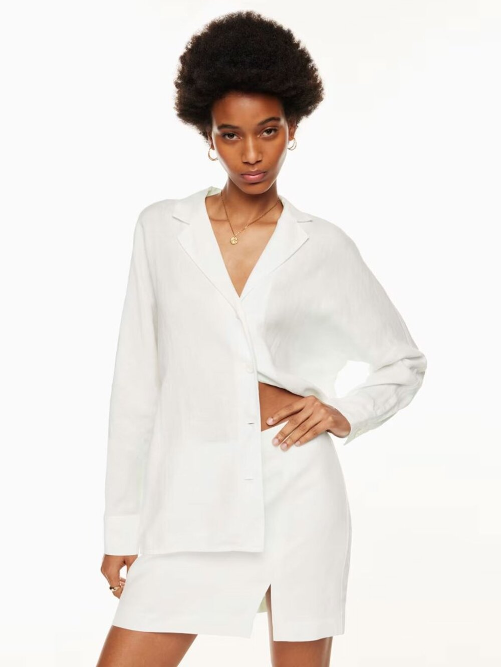 Aritzia Wilfred Freeform Linen Shirt Relaxed Button Up Shirt small